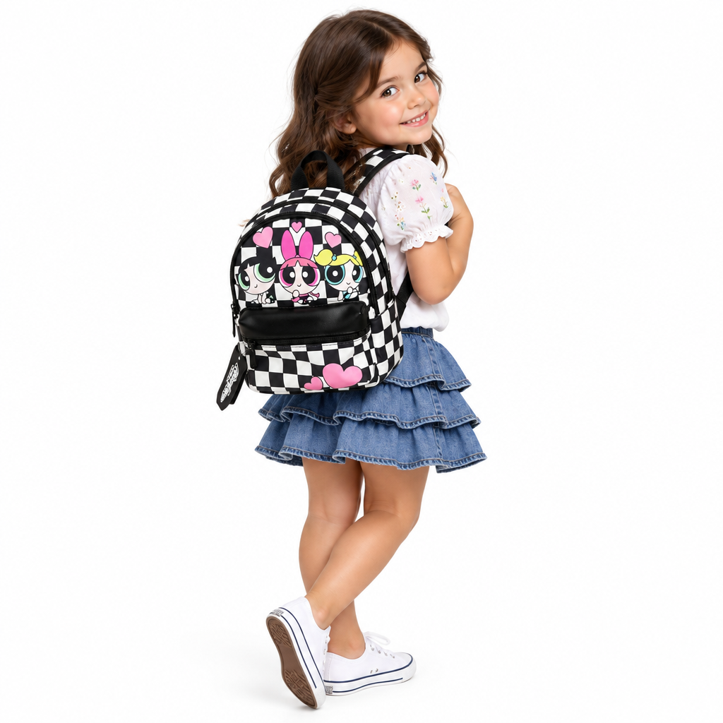 The Powerpuff Girls Black & White Checkered Backpack