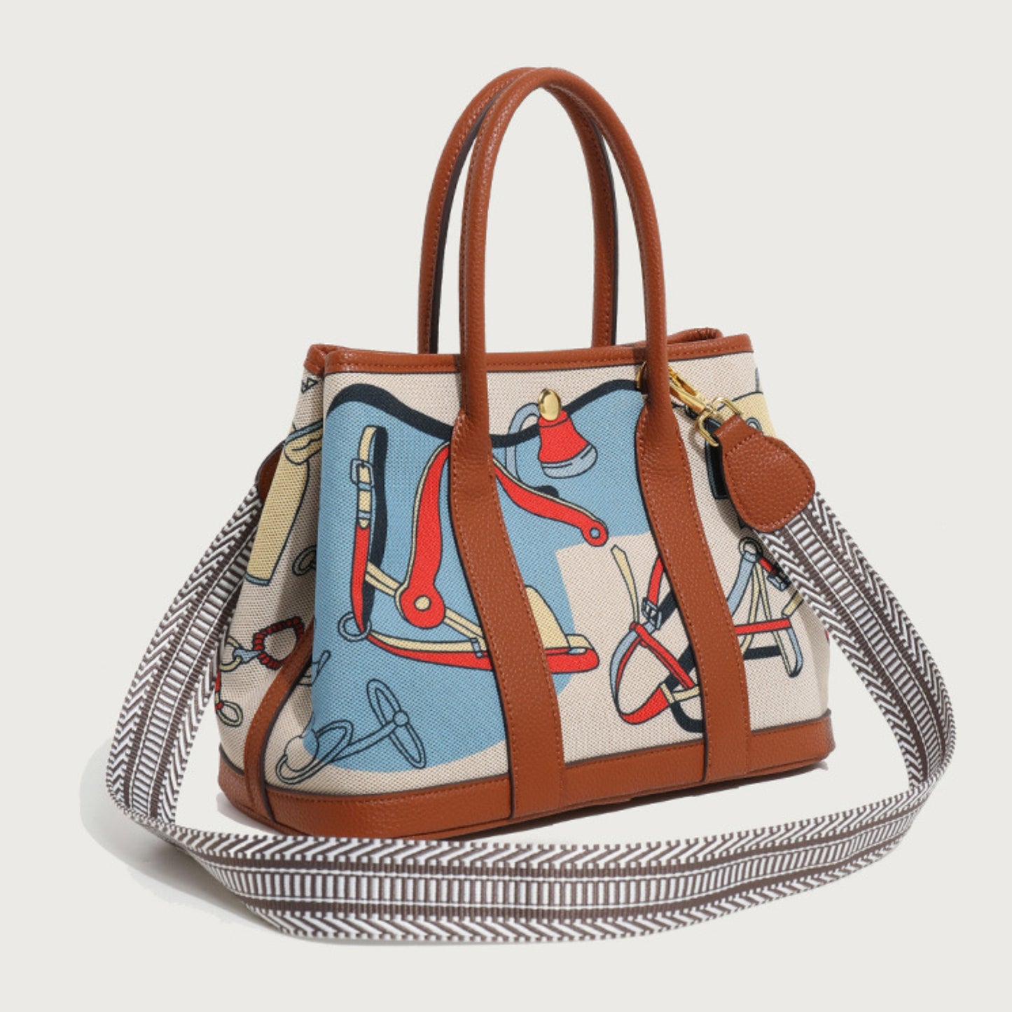 Women's Graphic Canvas Tote Bag - Brown