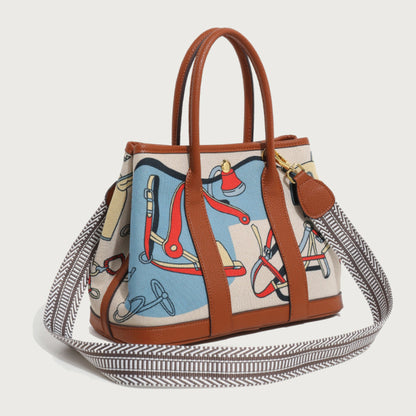 Women's Graphic Canvas Tote Bag - Brown