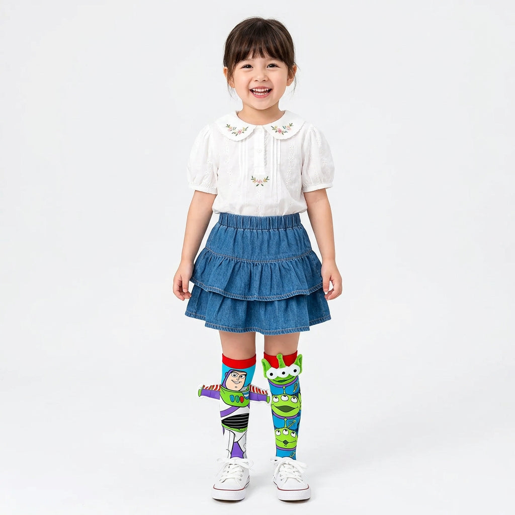 Toy Story Mismatched Knee-High Socks - Buzz Lightyear & Aliens