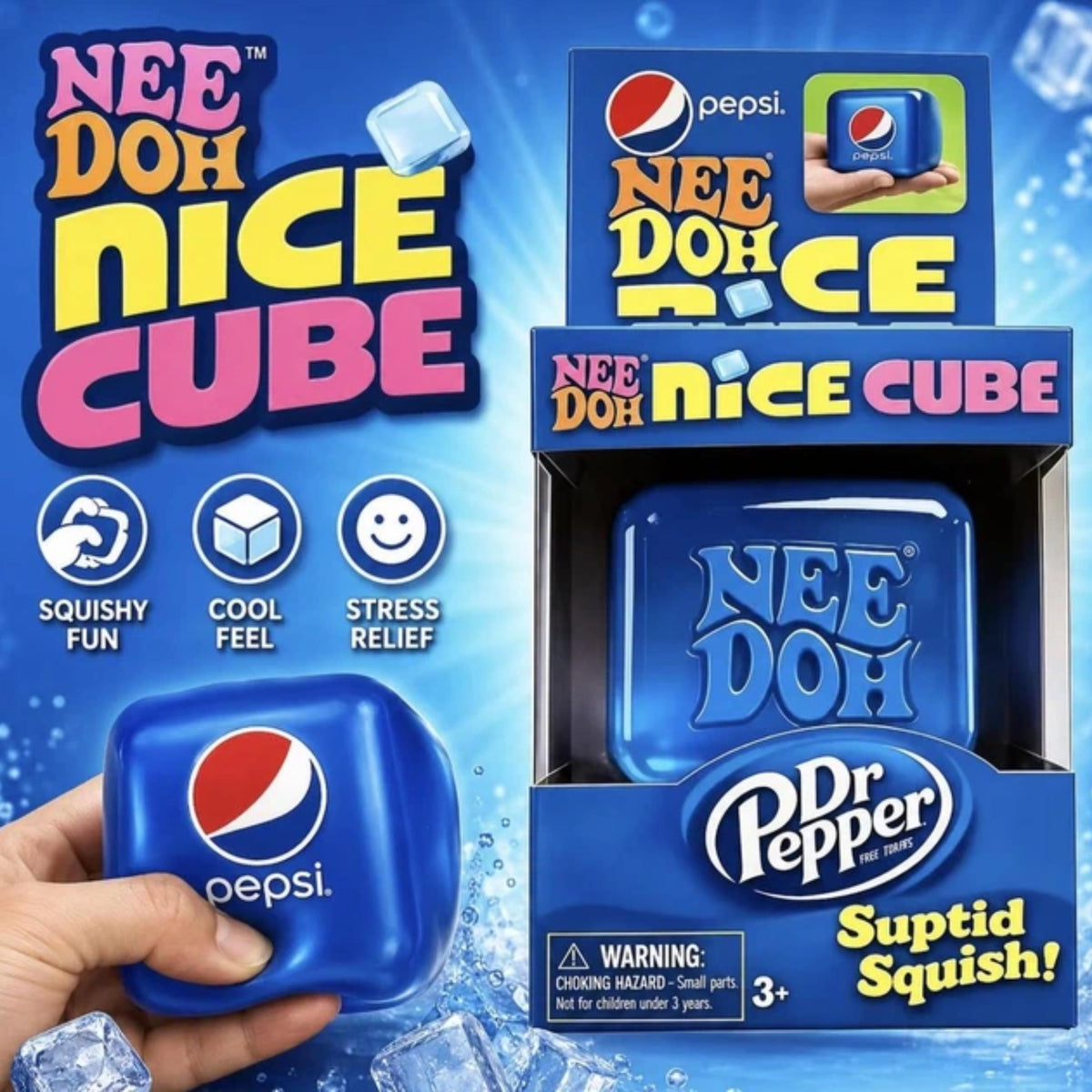 Pepsi Edition NeeDoh Nice Cube - Limited Edition Stress Relief Sensory Fidget Toy