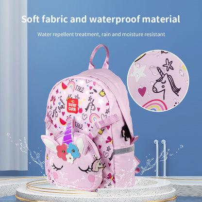 Supercute 2-in-1 Unicorn Kids Backpack with Detachable Crossbody Bag