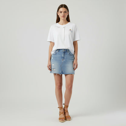 Women's Loose Neck Binding Fold T-Shirt