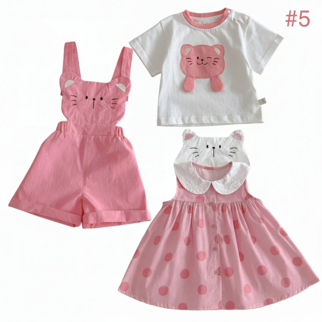 Girls' Pink Cat Outfit Set