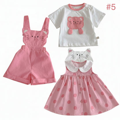 Girls' Pink Cat Outfit Set