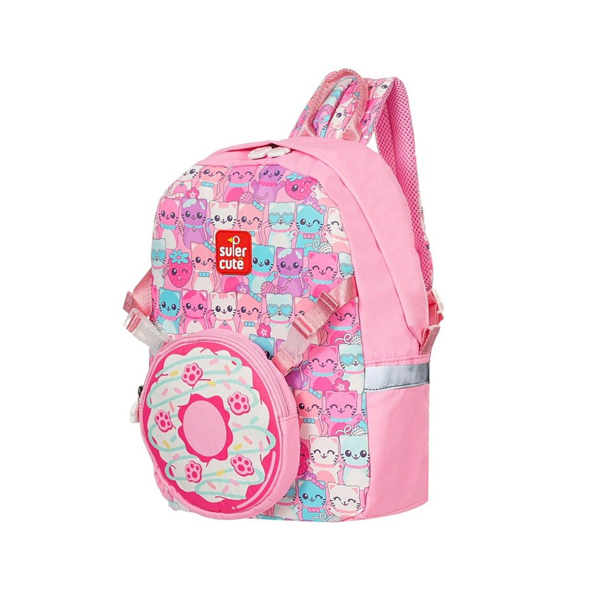 Supercute 2-in-1 Cats Love Donuts Kids Backpack with Detachable Donut Crossbody Bag