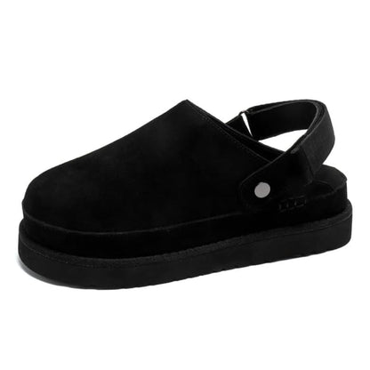 Women's Mulleus Cowhide Platform Sandals - Black