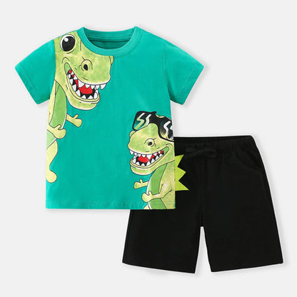 Boys Cute Cartoon Summer 2-Piece Outfit Set