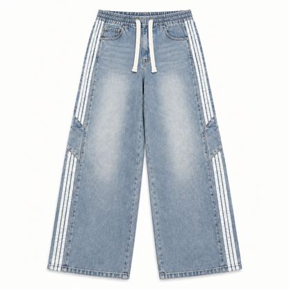 Men's Retro Washed Wide-Leg Denim Baggy Jeans