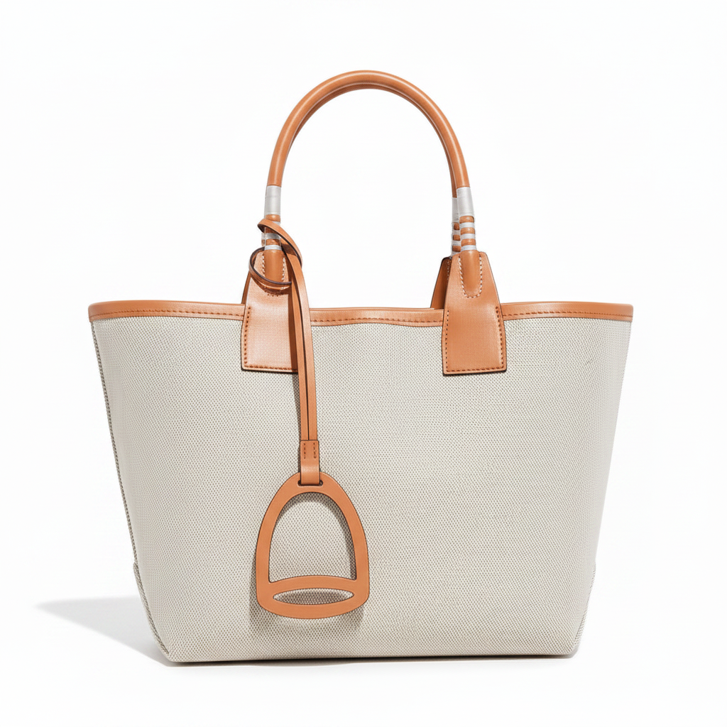 Women's Elegant Canvas Tote Bag - Beige