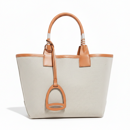 Women's Elegant Canvas Tote Bag - Beige