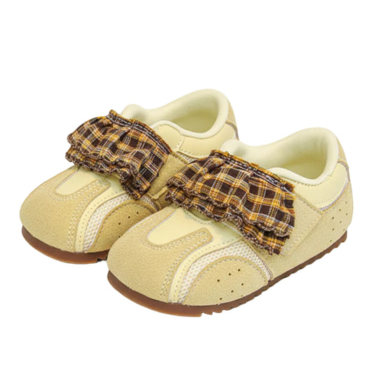 Girl's Tartan Soft Sole Sneakers - Yellow