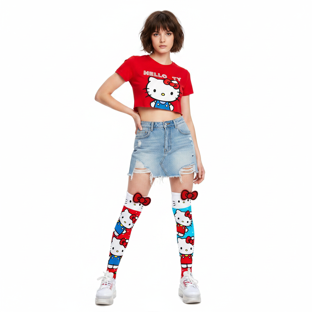 Hello Kitty Mismatched 3D Knee-High Crazy Socks