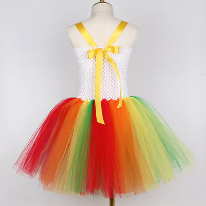 Girls Rainbow Clown Tutu Costume Set