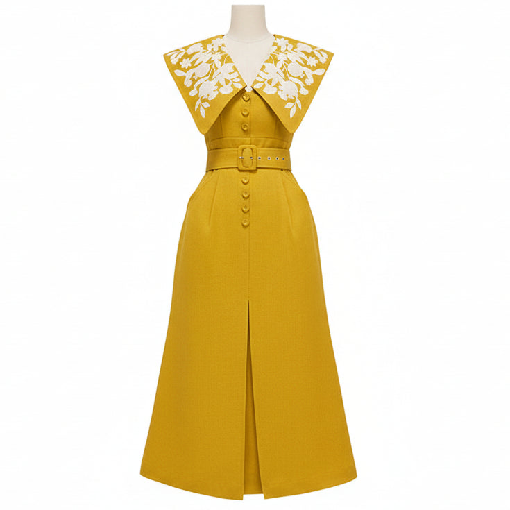 Mermaid V Neck Lapel Dress.