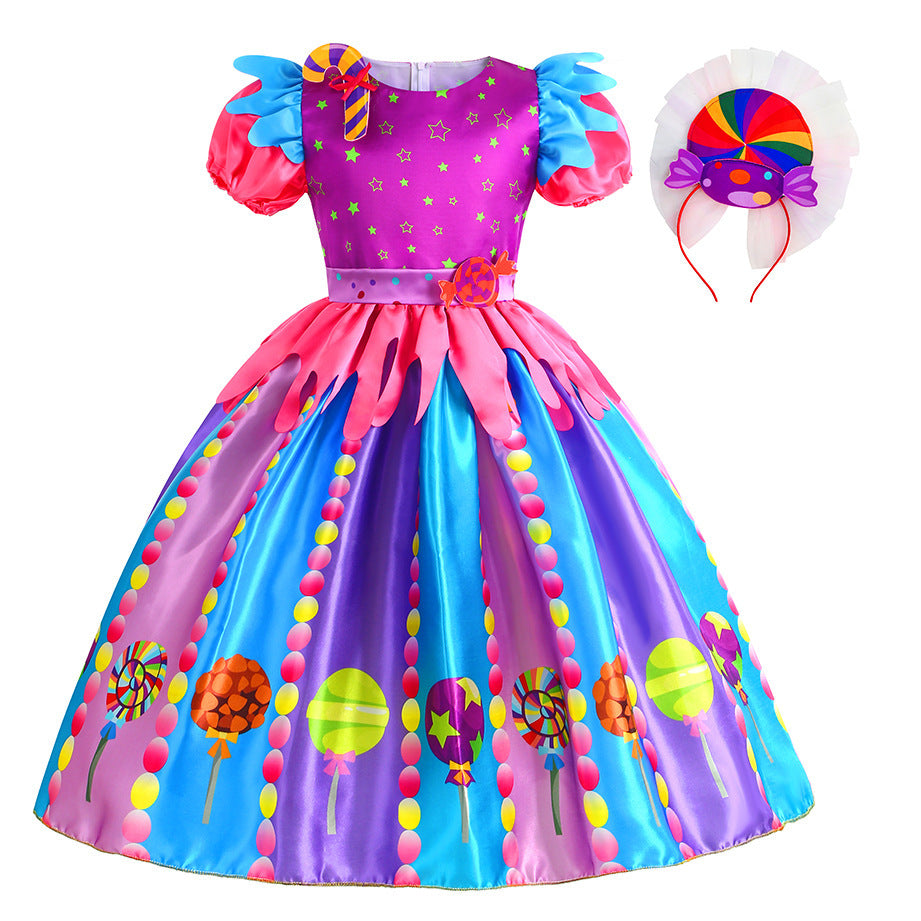 Girls Candyland Lollipop Princess Dress Set