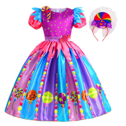 Girls Candyland Lollipop Princess Dress Set
