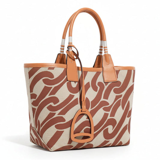 Women's Elegant Canvas Tote Bag - Chain