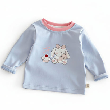Girls' Cartoon Print Long Sleeves T-shirt 5-Piece Set