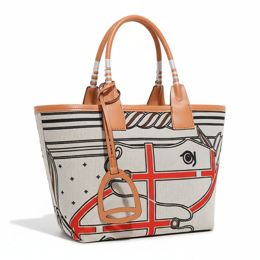 Women's Elegant Canvas Tote Bag - Swift Beige