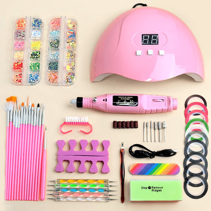 All in One Nail Manicure Kit with UV LED Nail Lamp