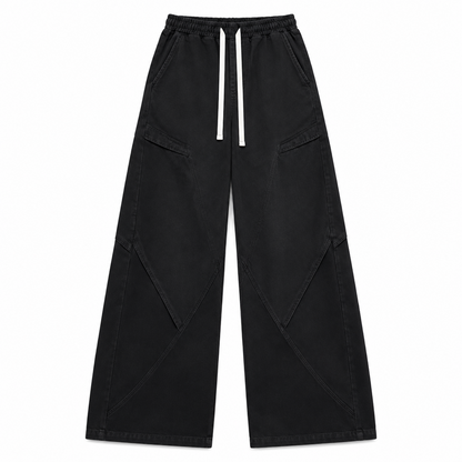 Women's Wide-Leg Paneled Baggy Jeans with Drawstring Waist