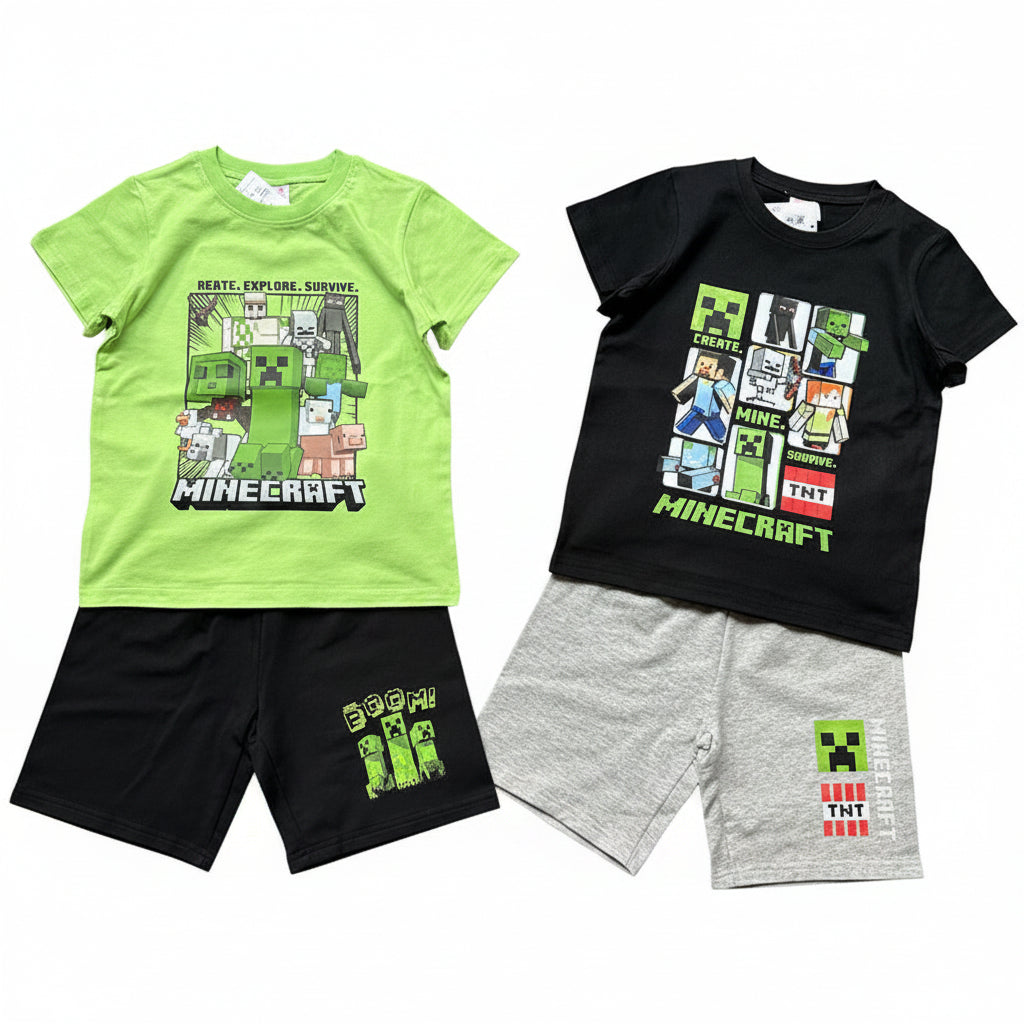 Minecraft T-Shirt and Shorts Outfit Sets