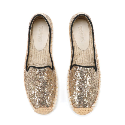 TONIVIS Women's Slip-On Sequin Espadrille Flats