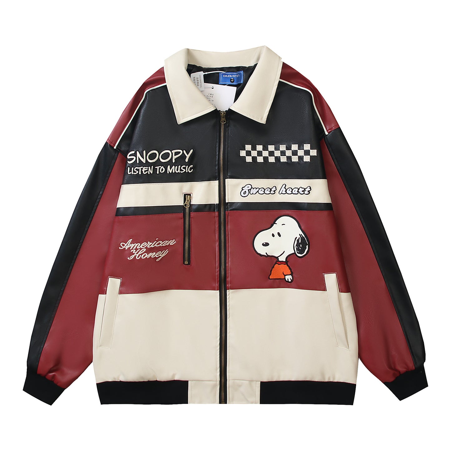 Snoopy "Sweetheart" PU Leather Racing Jacket