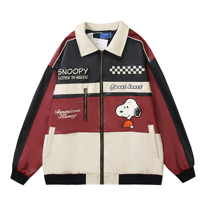 Snoopy "Sweetheart" PU Leather Racing Jacket