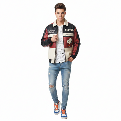 Snoopy "Sweetheart" PU Leather Racing Jacket