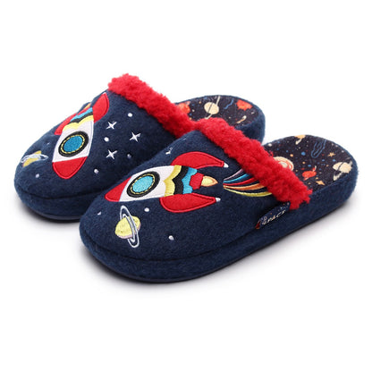 Kids Space Rocket Cozy Home Slippers