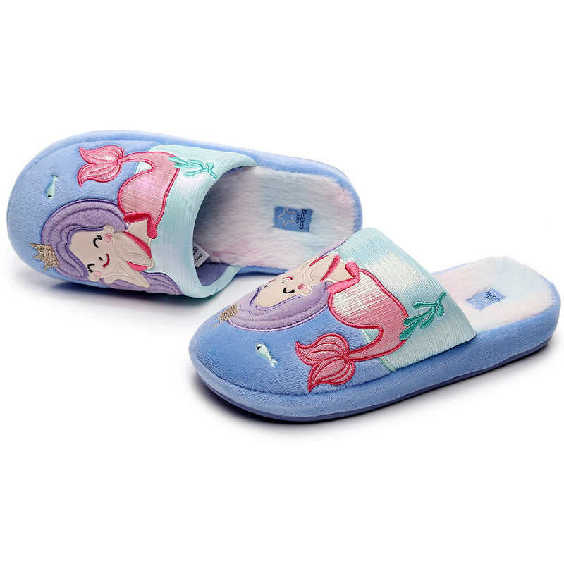 Children's Adorable Mermaid Closed-Toe Home Slippers