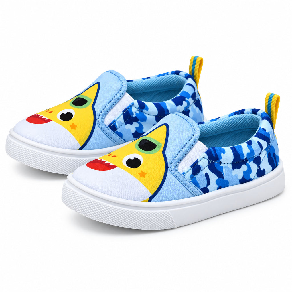 Kids' Baby Shark Slip-On Canvas Blue Camo Sneakers