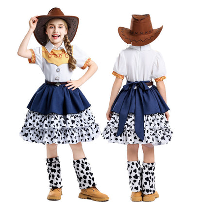 Jessie Cowgirl Rodeo Costume Dress with Hat and Leg Warmers