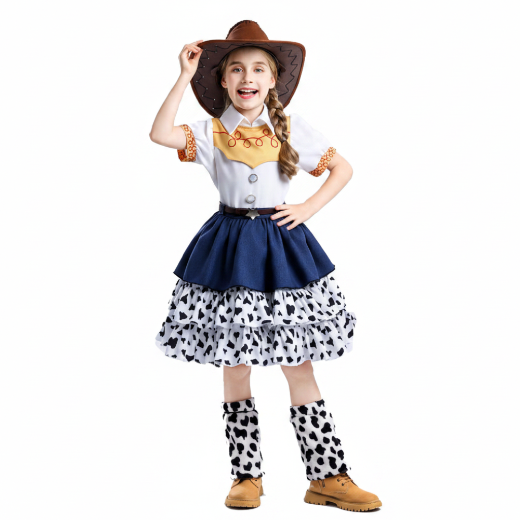 Jessie Cowgirl Rodeo Costume Dress with Hat and Leg Warmers