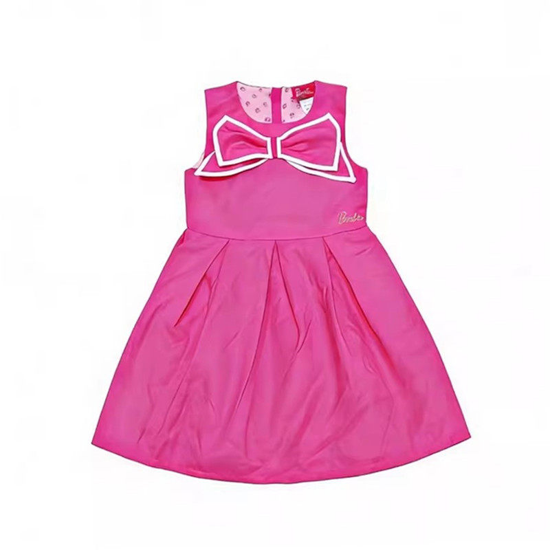 Barbie Girls Pink A-Line Casual Dress with Statement Bow Accent