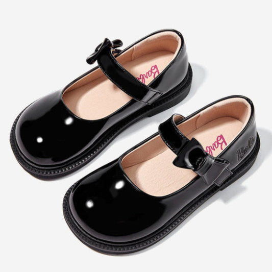 Barbie | Girl's Stylish Leather School Shoes - Bow