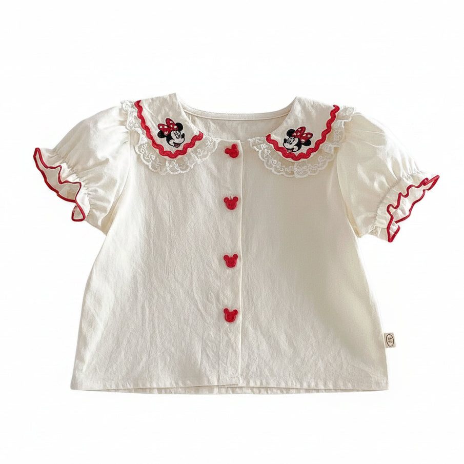 Minnie Mouse Girl's Denim Shorts Outfit Set