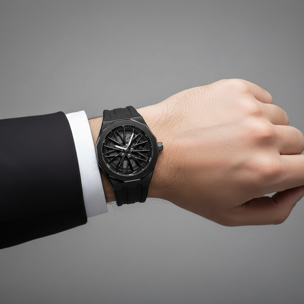 Men's Radial Caliper X Silicon Strap Quartz Analog Wristwatch