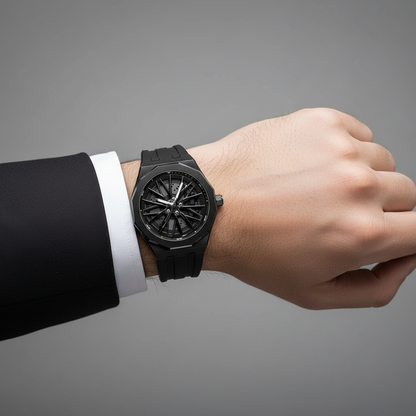 Men's Radial Caliper X Silicon Strap Quartz Analog Wristwatch