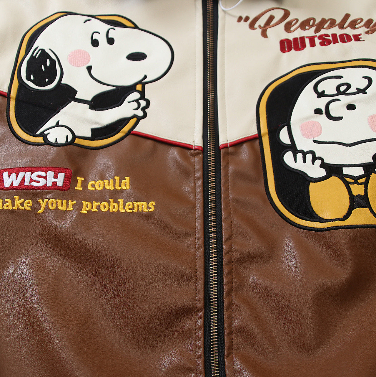 Snoopy "Disappear" PU Leather Varsity Jacket