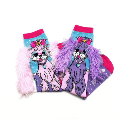 Puppy In Paris Children's Adorable Mismatched 3D Knee-High Crazy Socks
