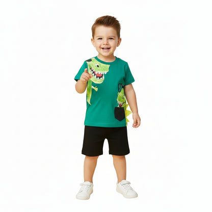 Boys Cute Cartoon Summer 2-Piece Outfit Set