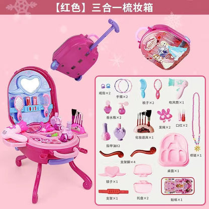 3-in-1 Princess Makeup Vanity Suitcase Playset