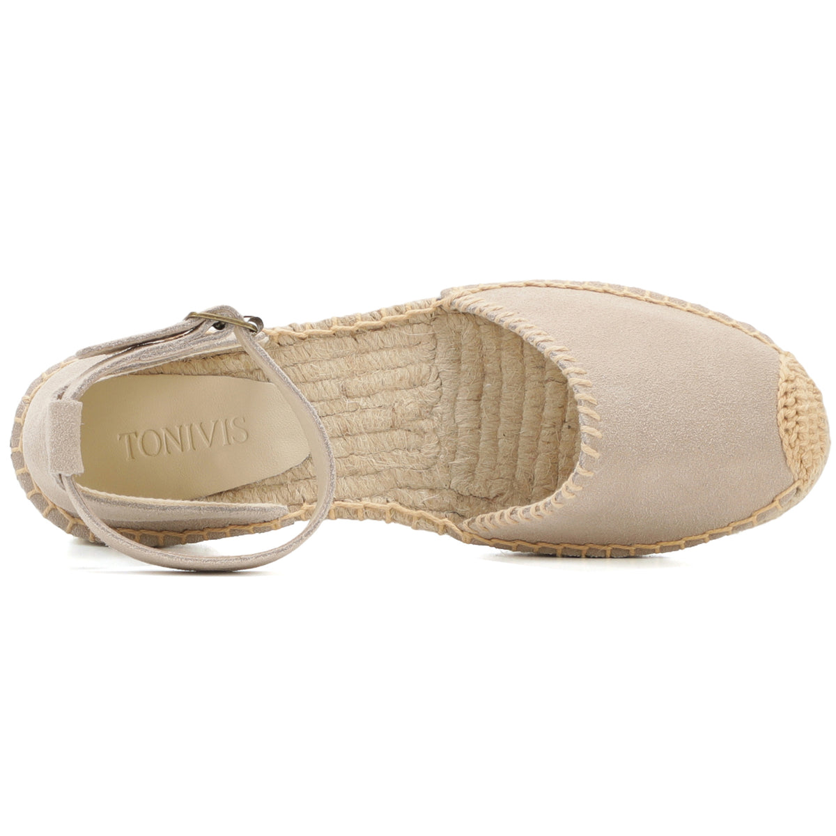 TONIVIS Women's Suede Leather Ankle Strap Espadrille Sandals