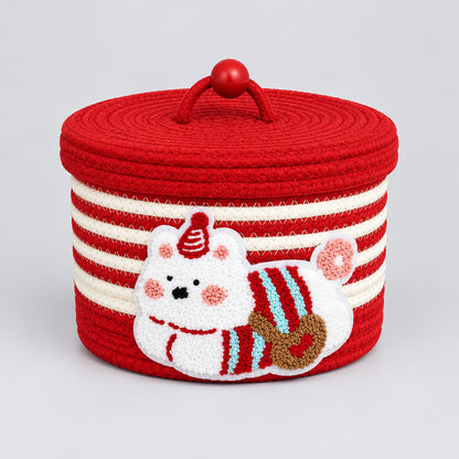 Puppy Woven Storage Basket with Lid