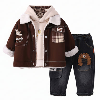 Boy's Honey-Bear Winter 3-Piece Outfit Set