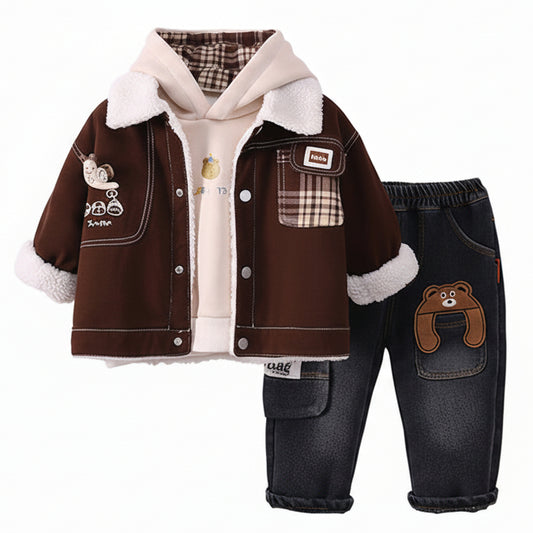 Boy's Honey-Bear Winter 3-Piece Outfit Set