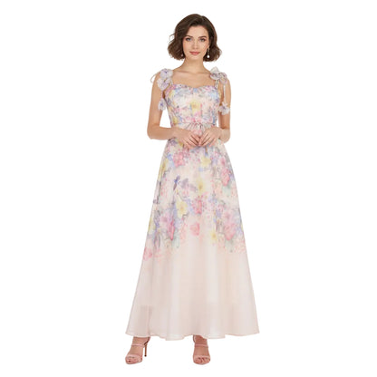 Fleura Embroidered Sweetheart Midi Dress.